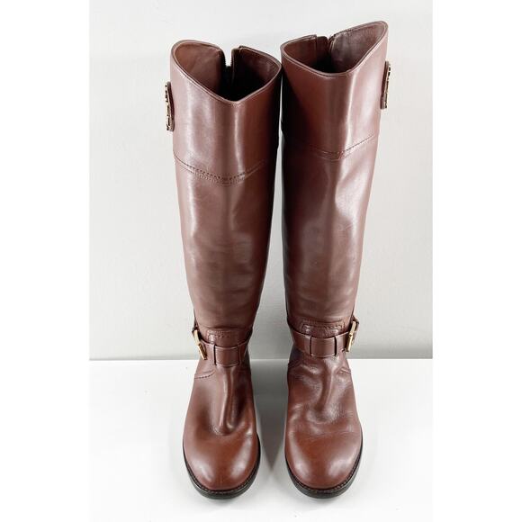 Tory Burch Leather Adeline Knee High Equestrian Riding Boots Brown 6 - Picture 9 of 10